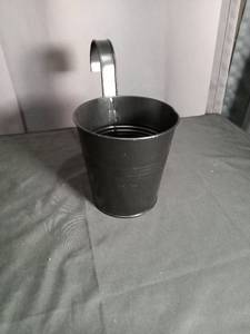 lot 2779 image: Black Metal Hanging Planter Pot