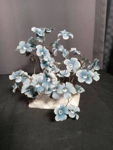 lot 2787 image: Blue Flower Blossom Tree with Marble Base