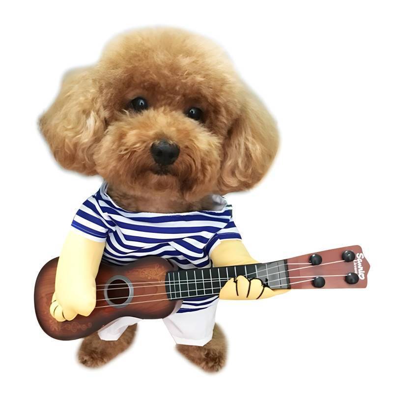 lot 15357 image: Pet Guitar Costume Dog Costumes Cat Halloween Christmas Cosplay Party Funny Outfit Clothes (s) - Retail $22