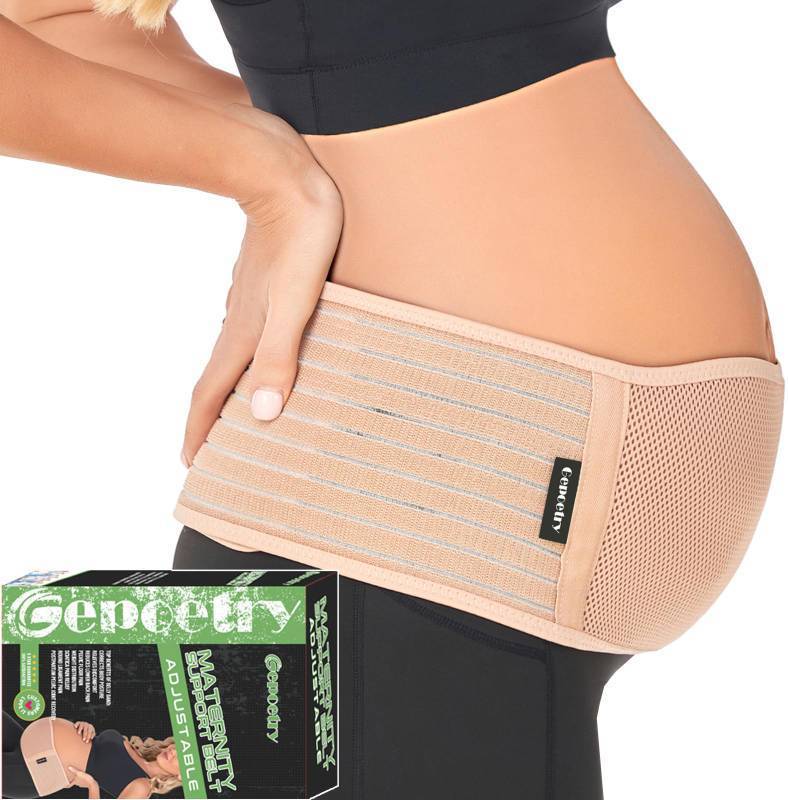 lot 15375 image: Maternity Belly Band for Pregnant Women  Pregnancy Belly Support Band for Abdomen, Pelvic, Waist, & Back Pain  Adjustable Maternity Belt  For All Stages of Pregnancy & Postpartum (Beige) - Retail $13
