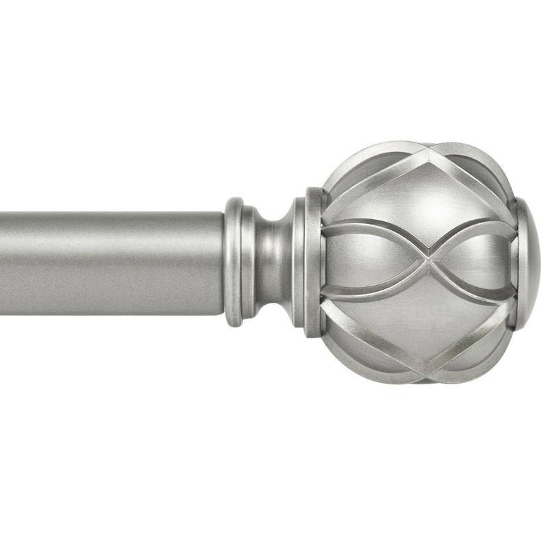 lot 15521 image: Curtain Rods for Windows, Antique Silver Curtain Rod 32 to 58 Inch(2.6-4.8Ft), 78 Inch Single Adjustable Drapery Rods with Decorative Netted Texture End - Retail $20