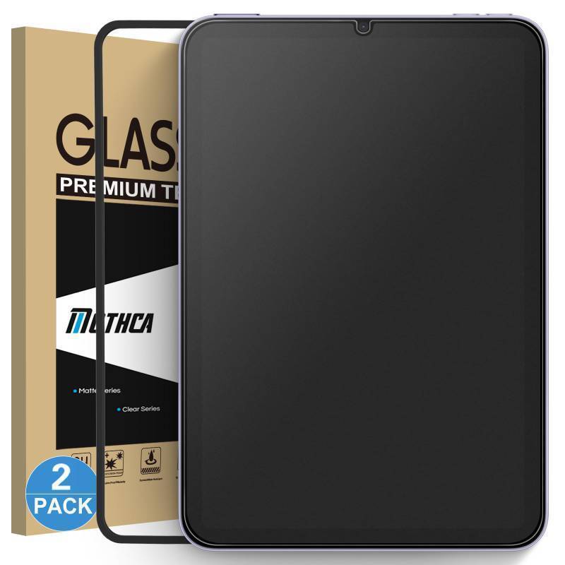 lot 34541 image: 2 Pack Matte Glass Screen Protector for iPad Mini A17 Pro (2024) & Mini 6 (2021) with Alignment Frame, Anti-Glare & Anti-Fingerprint Tempered Glass Film for iPad Mini 76, Smooth as Silk - Retail $17