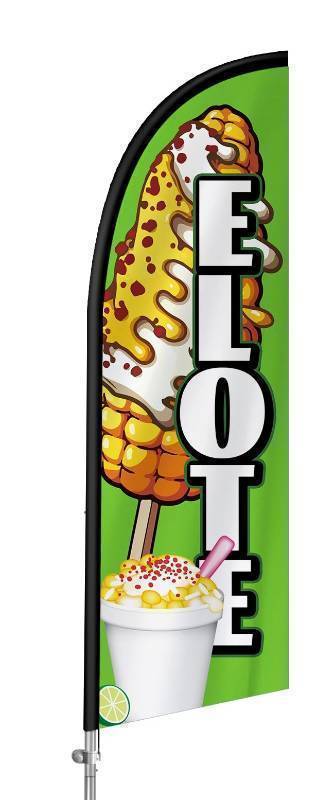 lot 71588 image: Feather Flag, 8FT Elote Flag Signs Banner, Eye Catching Business Flag. NO POLES INCLUDED. - Retail $28