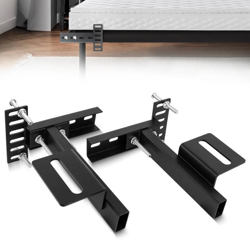 lot 72319 image: Headboard Bracket Adjustable Bed Base Bed Extra Thick Steel Universal Kit Heavy Duty No Noise No Wobble Easy Install Black Compatible Queen King Full Twin - Retail $40