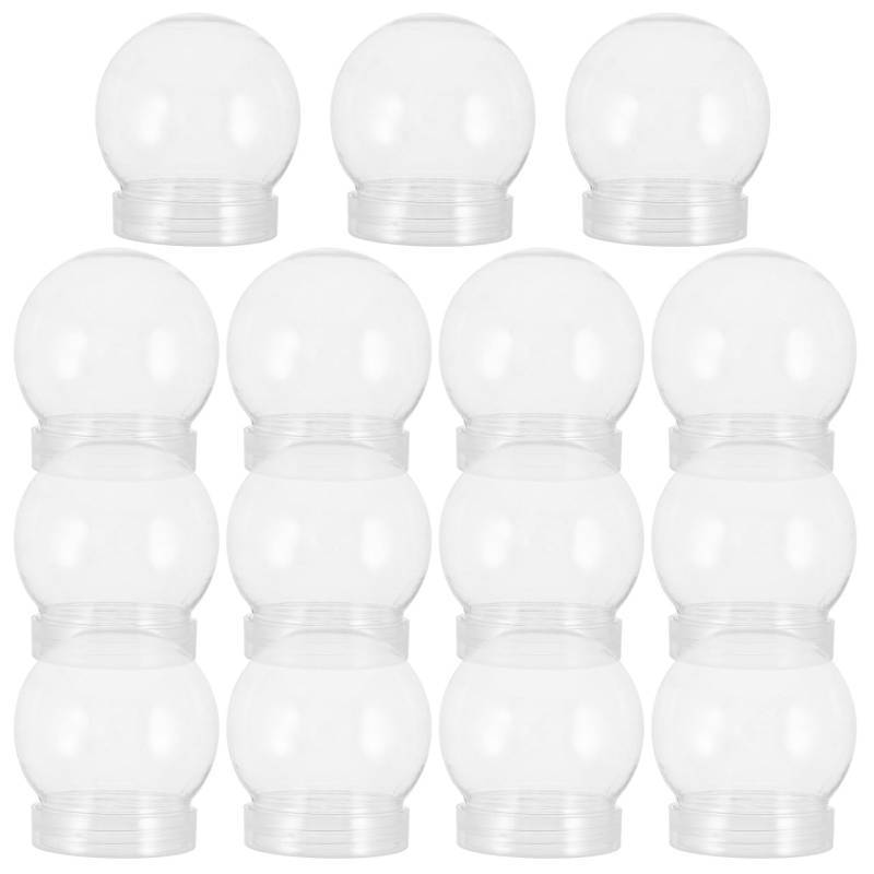lot 72326 image: 15pcs Transparent Plastic Snow Globes for DIY Crafts, Clear Snowball with Screw-on Lid, Reusable Fillable Ornaments for Custom Snow Globe Projects - Retail $18
