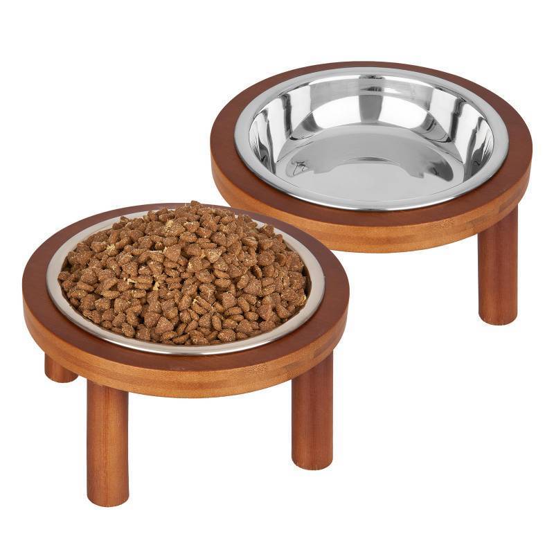 lot 34619 image: 2PCS Elevated Cat Food Bowl, 5.9 Inch 304 Stainless Steel Raised Bowls with Stand, Bowl for Indoor Cats, Cat Food and Water Dishes Set, Anti Vomiting, Whisker Fatigue and Dishwasher Safe (Dark Brown)