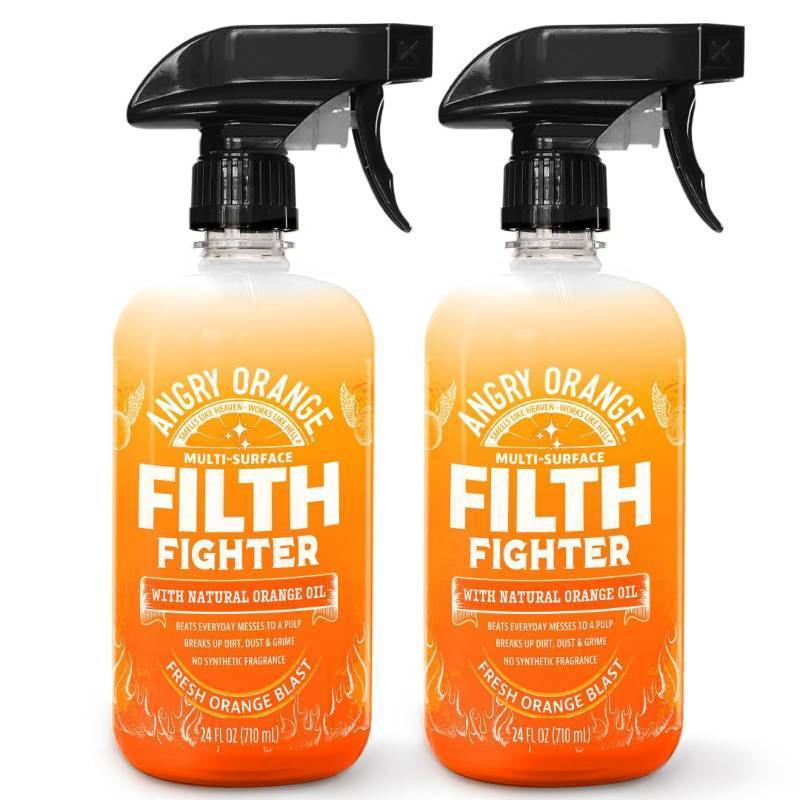 lot 34624 image: ANGRY ORANGE Citrus Multipurpose Cleaner Spray for Kitchen and Bathroom - 24 oz - Value 2 Pack - Retail $28