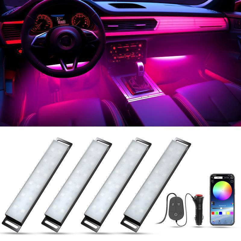 lot 15490 image: Car Lights Interior, LED Lights for Car Interior with APP Control, Truck Inside Lights with DIY Mode and Music Mode, Ambient Lighting for Men, DC 12V - Retail $20