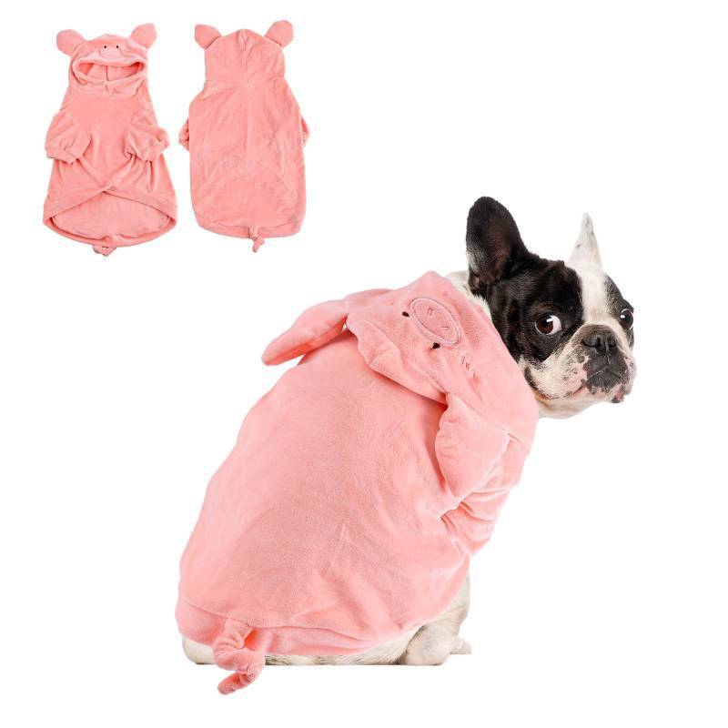 lot 34934 image: Halloween Pig Dog Costume - Pet Christmas New Year Hoodie Warm Party Coat Outfit for Small and Medium Cat Dog Clothes(Pink Pig,M) - Retail $17