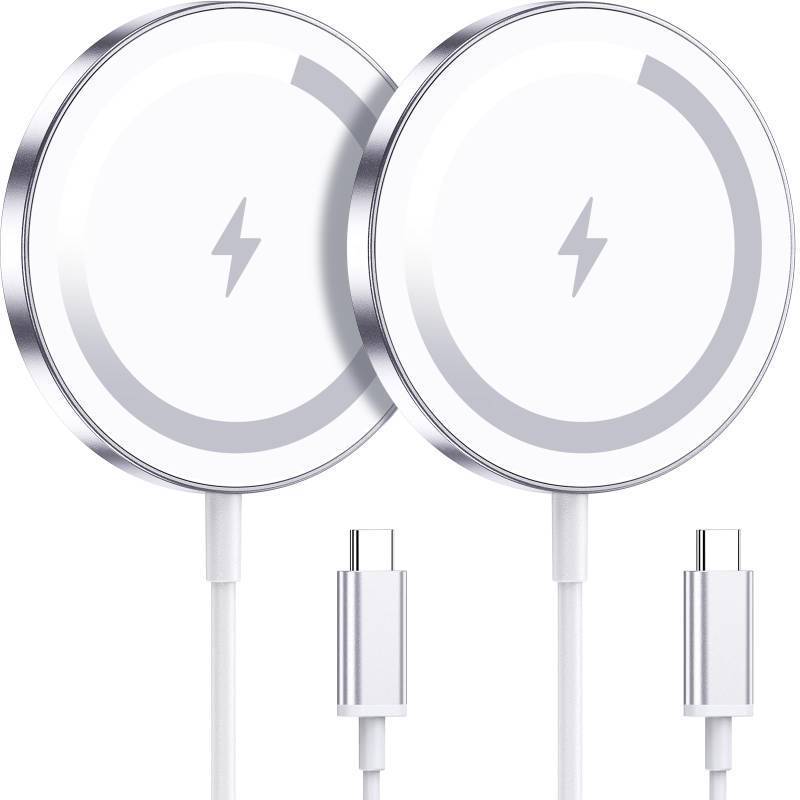 lot 34973 image: Apple Mag-Safe Charger 2 Pack, Magnetic Wireless Charger for iPhone 1717 Pro17 Pro MaxAir16 15 14 13 12 Pro Max Plus mini, Charging Pad for Airpods Pro 3 2,Strong Magnet, Silver - Retail $13