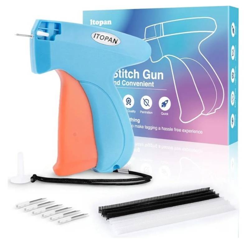 lot 44111 image: Stitch Gun for Clothes, Tagging Gun for Clothing Quick Fixes - Price Tag Gun with 6 Fine Needle, 1000 Black Fasteners & 1000 White Fasteners