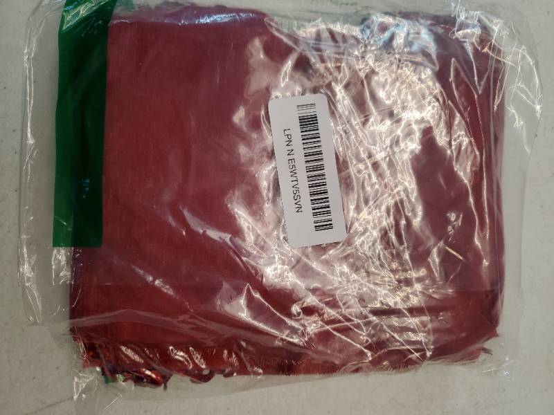 lot 25652 image: 100pcs Organza Bags Burgundy Red, 5x7 inch Mesh Drawstring Gift Bags Jewelry Pouches for Christmas Candy Party Favor - Retail $10