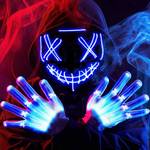Halloween Led Mask, Light Up Mask and Gloves for Cosplay Costume (Blue), 3 Modes Scary Glow in The Dark Masks for Boys Girls Halloween Party Dress Up Accessories, Gifts Giving - Retail: $40