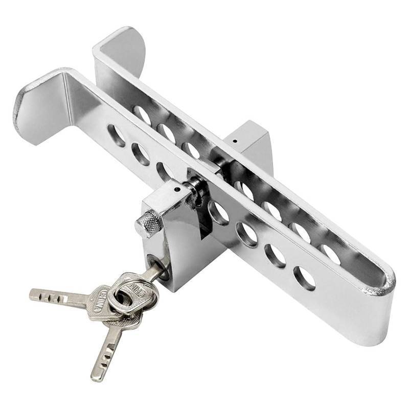 lot 4802 image: ZIMISI Car Anti-Theft Brake Clutch Lock, Stainless Steel 8 Holes Auto Brake Pedal Lock with 3 Keys, Portable Vehicle Security Protection Tool, Universal Car Brake Locks