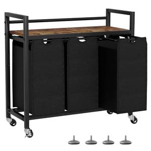 lot 6855 image: SwaaVee Laundry Hamper, Laundry Basket, Laundry Sorter with 3 Removable Bags, Clothes Basket with 3 Compartments, Wheels, Shelf for Laundry Room Bathroom Bedroom (3 Bags-Black)