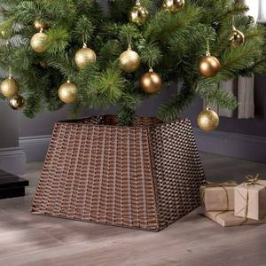 lot 6858 image: BAYN Christmas Tree Collar Skirt, Rattan Wicker Xmas Tree Collar Basket Ring Base Stand Cover for Christmas Decoration