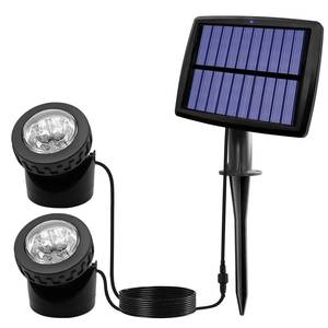 lot 6866 image: AVEKI Solar Pond Spotlights, 2 in 1 12 LED Solar Underwater Lights with Dual Head Waterproof Submarine Landscape Spotlight Security Lighting for Outdoor Patio Garden Fountain Pond
