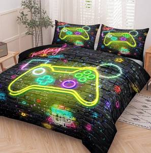 lot 6869 image: NINENINE Gaming Bedding 5PCS Queen Size Comforter Sets for Boys,Gaming Bedding Sets for Boys Black Comforter Sheet Set(1Comforter, 1Flat Sheet, 1Fitted Sheet, 2Pillowcases)