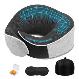 lot 6876 image: Gikezed Travel Pillows for Airplanes Ergonomic Memory Foam Neck Pillow for Travel - 360° Head &amp Neck Support for Sleeping on Flights, Cars, Trains &amp Office (Gray-2)