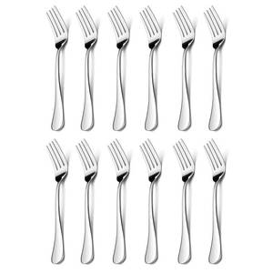 lot 6879 image: 12-Pieces Salad Forks, HaWare Stainless Steel 6.7 Inches Small Dessert Forks, Classic Elegant Design, Mirror Polished, Dishwasher Safe