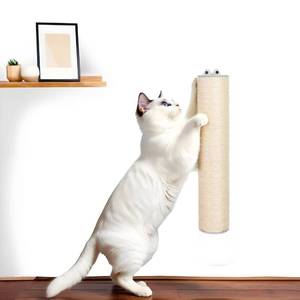lot 6880 image: ESPETS 18 Tall Sisal Rope Sturdy Cat Scratching Post - Wall Scratchers for Indoor Cats, 1 Tie Vertical Cat Climbing Pole, Cat Wall Furniture