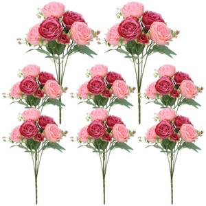 lot 6889 image: Ovveroche 8 Pack Pink, Dark Pink Peonies Artificial Flowers, Fake Silk Hydrangea Bouquet for Bridal Wedding Home Table Decor Reusable Dining Opening Ceremony Birthday Arrangement Faux Floral
