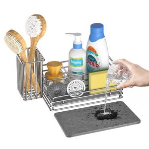 lot 6891 image: Yofidra Kitchen Sink Caddy with Instant Drying Stone, Metal Stainless Steel Dish Sponge Holder Basket for Sponges, Scrubbers, Soap, 9.5 X 5.5 X 5.7 Sink Box Organizer