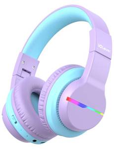lot 6894 image: iClever BTH12 Kids Bluetooth Headphones,Colorful LED Lights Kids Headphones Wireless,7485dBA Safe Volume,85H Playtime,Fast Charging,Bluetooth 5.2,Over Ear,Built-in Mic for iPadTabletAirplane,Purple