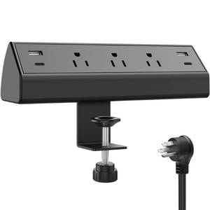 lot 6907 image: Jgstkcity Desk Clamp Power Strip,40W Total Fast Charging Station,2 PD 20W USB C Ports,Desk Edge Mount Surge Protector for Home, Office,3 Outlets,Fit 1.96 Tabletop Edge,ETL Listed