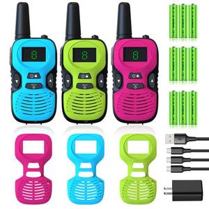 lot 6909 image: Walkie Talkies for Kids Rechargeable 3 Pack - Long Range Kid Walkie Talkie for Camping Hiking Outdoor - Walkie-Talkies Walky Talky for Kids - Toys and Gifts for 3-12 Year Old Boys Girls