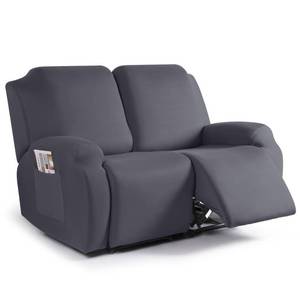 lot 6911 image: TAOCOCO Recliner Loveseat Slipcover, 2 Pieces Polyester Fabric Stretch Sofa Covers for 2 Seat Reclining Couch, Soft Washable Furniture Protector with Pockets (2 Seat, Dark Gray)