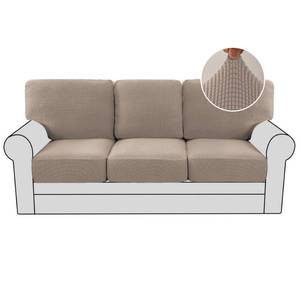 lot 6921 image: H.VERSAILTEX Multi-Pieces Couch Covers for 3 Cushion Sofa High Stretch Couch Cushion Covers Jacquard Textured Twill Fabric(3 Seat Covers Plus 3 Back Cushion Covers, Sand)