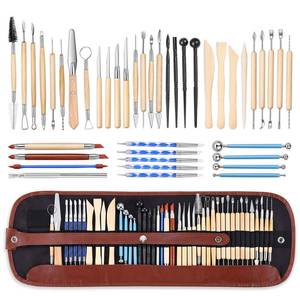 lot 6933 image: ISSEVE Pottery Clay Sculpting Tools 43Pcs Double Sided Ceramic Clay Carving Tool Set with Carrying Case Bag for Beginners Professionals School Student Pottery Modeling Smoothing