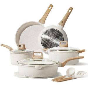 lot 6942 image: CAROTE 14 Pcs Pots and Pans Set Nonstick,Cookware Set Kitchen Cooking Set with Utensil and Pan Protectors