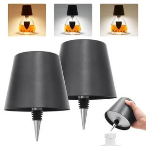 lot 6947 image: TGXCF Wireless Wine Bottle Light Head,LED Wireless Bottle Lamp with 3 Modes Light Dimming Pridola, Touch Control Wine Bottle for Any Bottle,Bedroom,Restaurant & Bar (Black 3 Colors, 2PCS)