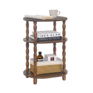 lot 6949 image: MaxSmeo Side Table, 3-Tier Small End Table, Modern Oval Night Stand Accent Table for Living Room, Bedroom, Rustic Brown