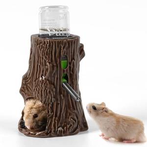 lot 6972 image: Zhilishu Hamster Water Bottle for Glass Tank, 3-in-1 Adjustable 80ML Gerbil Water Bottle with Stand Holder, Chew Proof Ceramic Water Dispenser for Dwarf Syrian Hamster Mice Rat