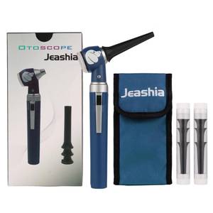lot 6974 image: Jeashia Pocket Veterinary LED Otoscope - Pet Ear Scope with Light for Dogs & Cats, 6 Disposable Tips (469mm), Portable Ear Infection Detector (Blue)