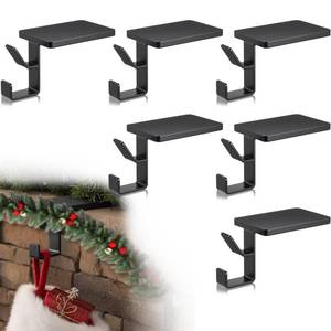 lot 6994 image: Chunful 6 Pcs 2 in 1 Fireplace Garland and Stocking Hangers Christmas Stocking Holder for Mantel Heavy Duty Metal Stocking Hanger Base for Fireplace Holiday Xmas Party Decor (Black)