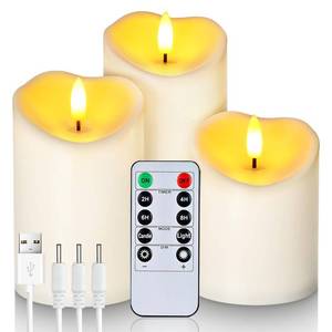 lot 8000 image: Homemory Rechargeable Flameless Candles, LED Candles, Battery Operated Candles with Remote and Timers, Outdoor Waterproof, Long Lasting, Set of 3