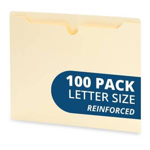 lot 8007 image: Blue Summit Supplies Manila File Jackets, Reinforced Straight Cut Tab, Designed for Use in Standard Hanging Files, Letter Size, 100 Pack
