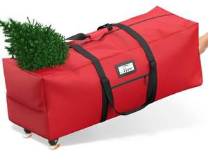 lot 8015 image: Mrrihand Christmas Tree Storage Bag, Large Artificial Anti-Tear Heavy-Duty 600D Oxford Cloth Xmax Christmas Tree Storage Box with Rolling Wheels, Christmas Tree Storage Container (Red, 7.5Ft)