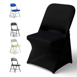 lot 8017 image: Hptmus 30 PCS Spandex Folding Chair Covers, Stretch Dining Chair Cover Universal Fit Slipcovers for Wedding, Party, Banquet, Event, Celebration Flat-Front Chairs (Black)