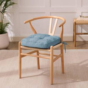 lot 8024 image: IASEAHK Chair Cushions for Dining Chairs, Dining Chair Cushions, Tufted Indoor Chair Pads with Ties &amp Non Slip Backing, Seat Cushions for Kitchen Chairs 16.5 x 16.5 x 3.5, Set of 2 Light Blue