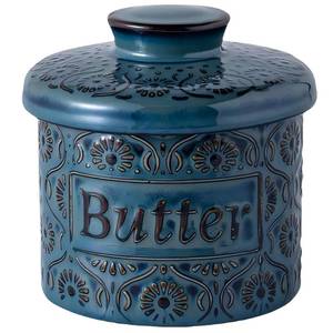 lot 8031 image: COPORISO Ceramic Butter Crock with Lid, French Butter Dish with Water Line for Countertop, Butter Keeper for Spreadable Butter, Container Holder for Kitchen and Home Decor, 6.7 OZ, Vintage Blue