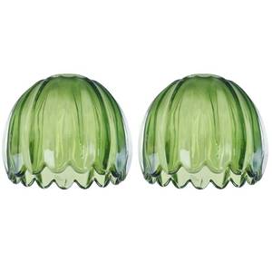 lot 8032 image: Glass Green Tulip Lamp Shades Set of 2 Small Flower Art Blown Lampshades,1.58lb,1.65 Top x 5.5 Diameter x 3.9 Height,Replacement Mini Lamp Shade for Floor Lamp Table Wall Lamp Chandelier Decor