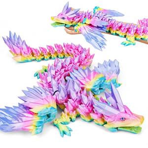 lot 8035 image: SHUWND Large 3D Printed Dragon with Wings - 18 inch Articulated Crystal 3D Dragon Toys, Big 3D Printed Animals ADHD Fidget Toy Gifts for Desk Decor, Easter Basket Stuffers and Essentials
