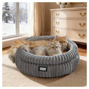 lot 8061 image: BALANCE Cat Bed Kitten Bed, Washable Round Cat Beds for Indoor Cats,Super Soft Plush Faux Fur Pet Bed for Puppy and Kitten with Anti-Slip Bottom