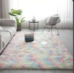 lot 8065 image: KCHOWUA multi-Color Fluffy Area Rug for Girls Bedroom, 5x8 Machine Washable Plush Pastel Shag Rug, Large Soft Furry Carpet for Living Room, Nursery, Kids Room, or Dorm D�cor