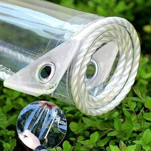 lot 8071 image: LOYID Clear Tarps with Grommets 14 Mil Clear PVC Tarp 400gm� Thickened Tear Resistant, for Camping, Plants Greenhouse, Cars, Patio (8 X 10)